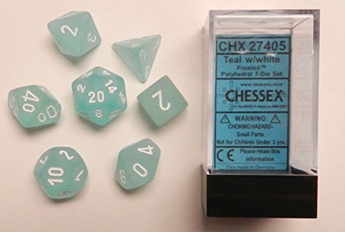 Chessex CHX27405 Dice-Frosted Teal/White Set