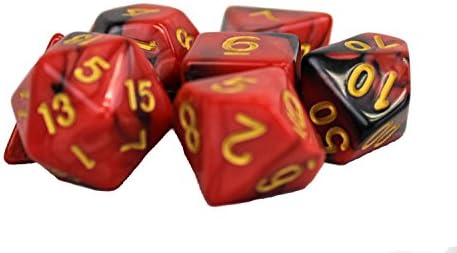 Dragons Play CYBER SALE Polyhedral 7-Die Pyre and Ash RPG Dice Set - d4, d6, d8, d10, d12, d20 &amp; d00