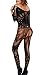 Freemale Womens Sexy Black Fishnet Lingerie Bodysuits Crotchless Bodystockings Babydoll (Black)