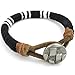 KONOV Mens Womens Leather Rope Cord Bracelet, Unisex Cuff Bangle, Black