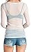 Long Sleeve Mesh Sheer See Through Round Scoop Neck Top, 2XL, White