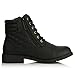 DailyShoes Women's Ankle Boots Combat Bootie Low Heel Lace Up Zippered Pocket Lovely Soft Flat Indoor Memory Foam Footwear Shoes Exclusive Credit Card Susan-01 Black Pu 9