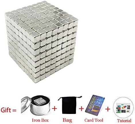 Magnetic Cube 216/512/1000pcs 5mm Magnets Blocks Magnetic Square Cube Children's Puzzle Magic Cubes DIY Educational Toys for Kids Intelligence Development and Stress Relief (512pcs Square Cube)