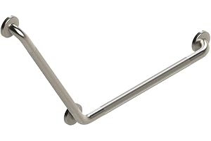 HEALTHCRAFT L-Shaped 24 x 24 Inch 120 Angle Grab Bar, Heavy Duty Bathroom Safety Support Handle with Non-Slip Grip, Commercia