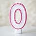 Number "0" Numerals Birthday Party Cake Candle - Glitter Pink & White