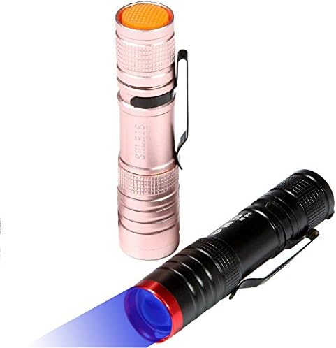 2 Pack Ultra Violet UV Flashlight Blacklight 365 nm Perfect For Counterfeit Detection Document Verification(black&gold)