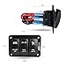 MNJ Motor 3 Gang Rocker Switch Panel - 5 Pin ON/Off Toggle Switch Control Panel with LED Light | Wiring Harness Pre-Wired Easy Installation | 12/24V Compatible with Boat Car Marine ATV UTV - Blue