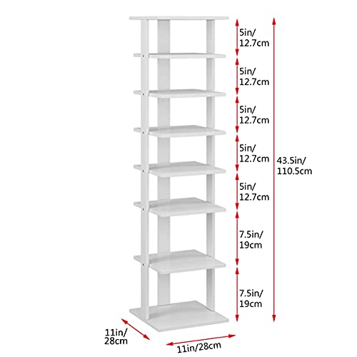 JEROAL Wooden Shoes Rack, 7 Tiers Entryway Vertical Narrow Tall Shoe