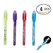 Invisible Ink Pen, Spy Pen with Built in Uv Light Magic Marker for Drawing Secret Message Writing Currency Checking Kids Spy Game Party (4pcs)