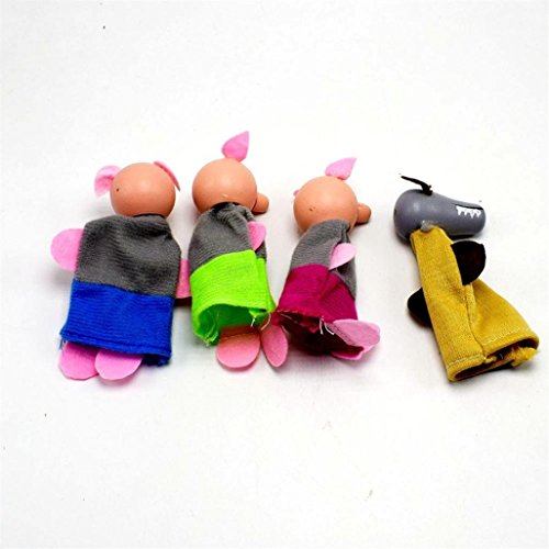 AMA(TM) Children Finger Toy Hand Puppets for Telling Story, Festival Birthday Gifts, for Kids Friends Families, Family Party and Story Before Sleepping Rigid Demand (4PCS Three Little Pigs and Wolf)