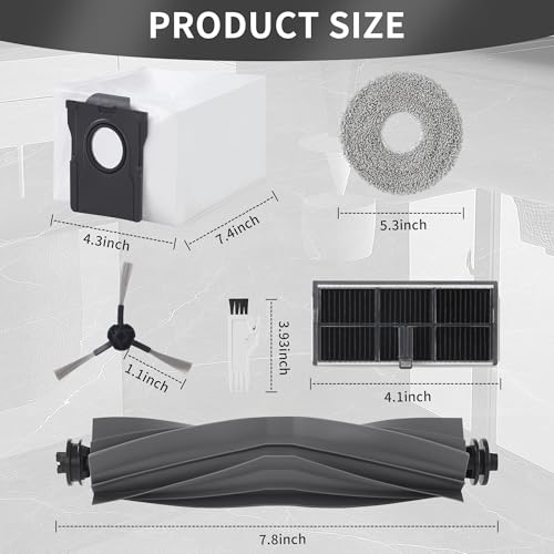 Accessories for Dreame L10s Pro Ultra Heat/L10s Ultra Gen 2/X30 Ultra/Mova E30 Ultra,Includes 6 Hand Towels, 6 Side Brushes, 6 Vacuum Bags, 4 Filters, 1 Main Brush, 1 Small Brush