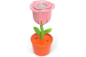 BORTT Bubble Machine with Sound Lamp Vertical Bubble Maker for Summer Birthday Outdoor Wedding Christmas Party Interactive Rechargeable Rose Flower Shaped Automatic Bubble Machine, Pink