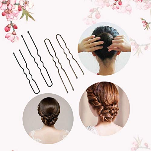 200Pcs 6cm U Shaped Hair Pins，Bun Hair Pins with Storage Box , Black