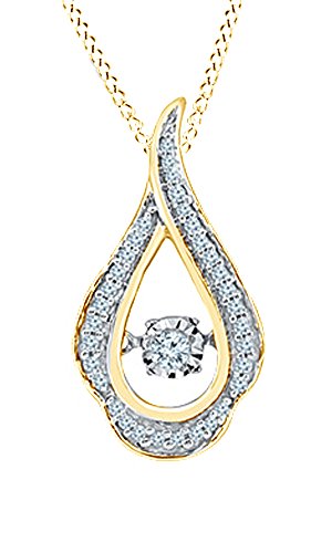 Round Cut White Natural Diamond Dancing Pendant Necklace in 14k Yellow Gold Over Sterling Silver (0.17 Ct)