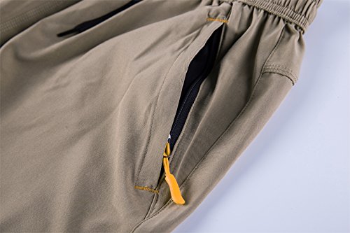 JINSHI Men\'s Outdoor Quick Dry Lightweight Sports Hiking Shorts Zipper Pockets (Khaki,M)