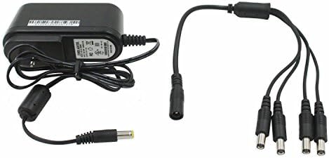 AimHD CCTV Camera Power Adapter With 4-Way DC Splitter 12V 1.5A U.L for 4 Pack Home Camera Video Surveillance System