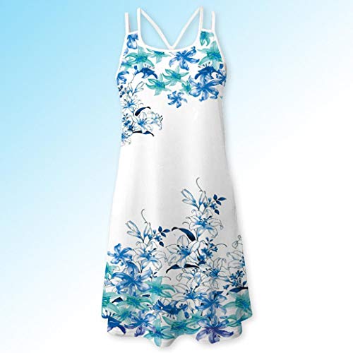 UONQD 2019d Women's Sleeveless Pockets Casual Loose Swing Flare Dress(Small,e16-White )
