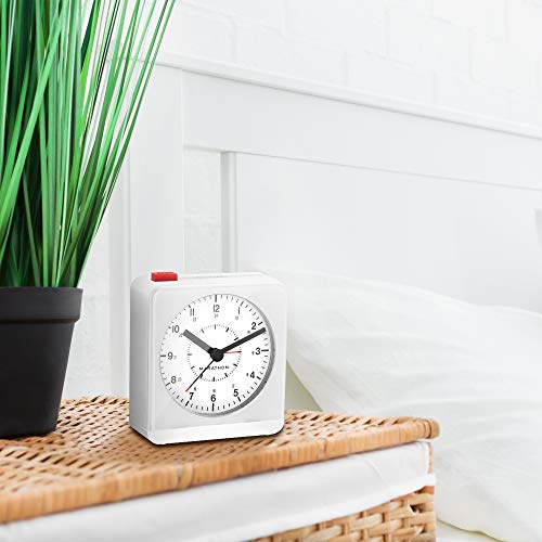 MARATHON CL030053WH Classic Silent Sweep Alarm Clock with Auto Night