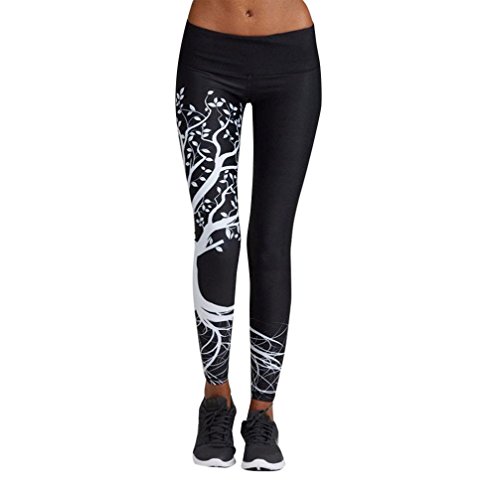 kaifongfu Women Yoga Pants,Women Printed Sports Pants Yoga Workout Gym Fitness Exercise Athletic Pants (XXL, Black)