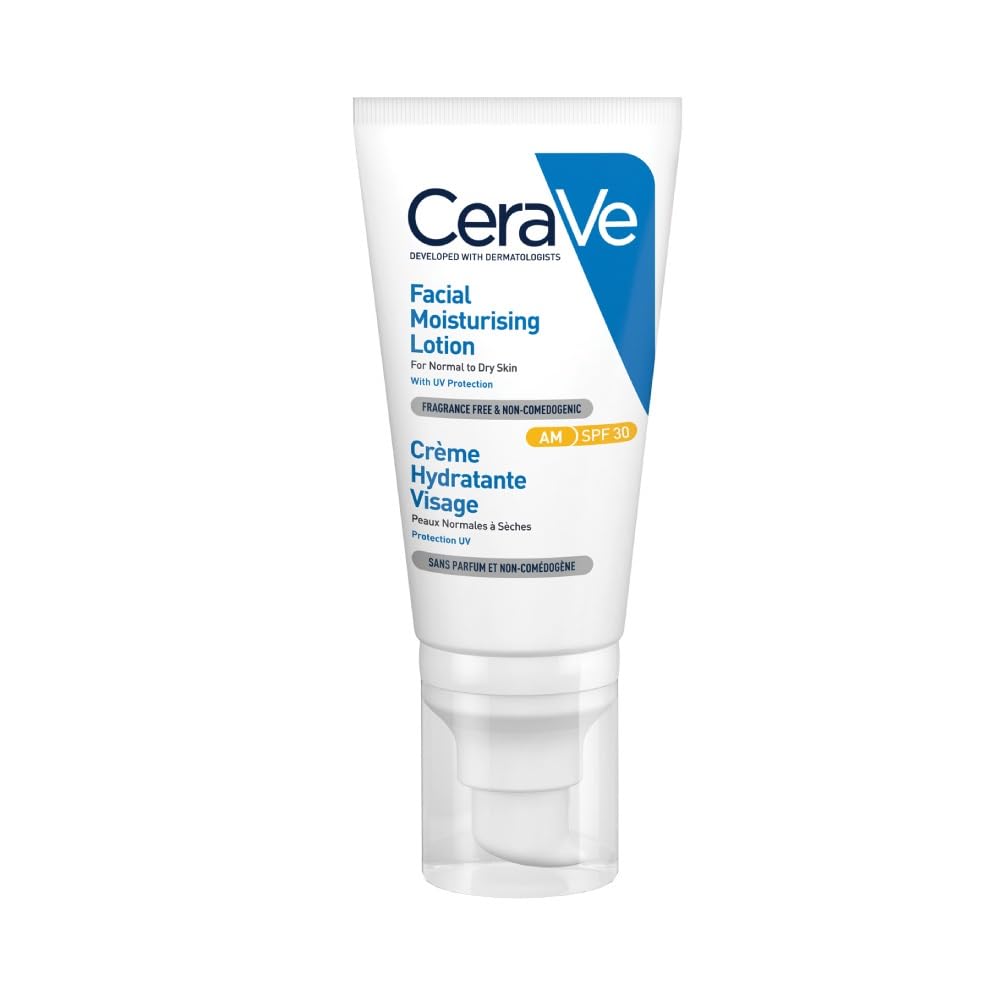 CeraVe AM Facial Moisturising Lotion, SPF 25, With 3 essential ceramides, niacinamide & hyaluronic acid, For normal to dry skin, 52 ml/1.75 oz