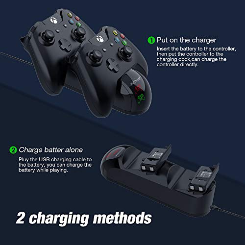 Charging Station for Xbox One, Y Team Controller Charger Station for Xbox One X/One S/One Elite, with 2 Rechargeable Battery Charge Kit