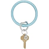 Leather Big O&reg; Key Ring - Blue Metallic Croc-Embossed