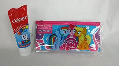 My Little Pony Toothbrush, Travel Pouch, Toothbrush Cap Plus Mild Bubble Fruit flavored Cavity & Enamel Protection Colgate 3.5 oz Fluoride Toothpaste Bundle
