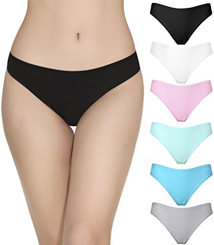 6 Pack Women's Underwear Breathable Cotton Thong Panties