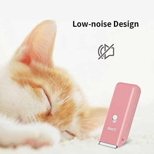 Dog Clippers Pet Grooming Clippers Kit,Low Noise Shaver Portable Electric USB Rechargeable Cordless Trimmer for Dogs,Cats and Other Pets (Pink)