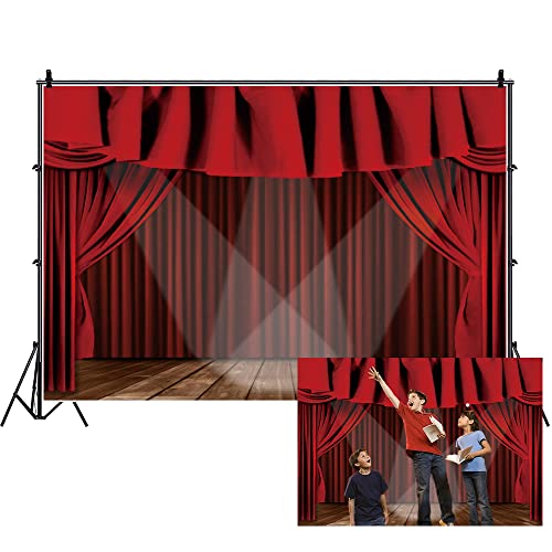 Renaiss 7x5ft Red Theater Stage Backdrop Velvet