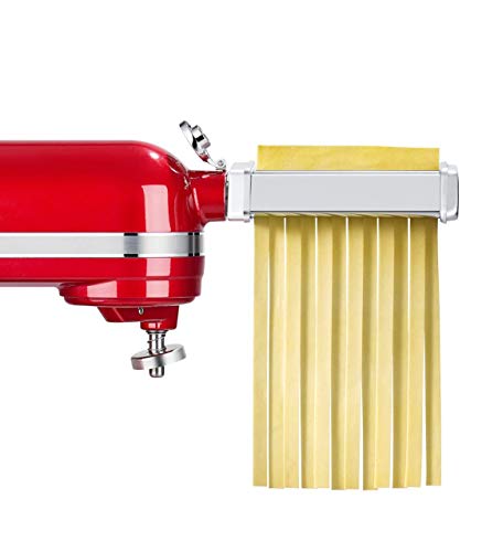 3 Piece Pasta Roller Cutter Attachment Set Compatible with KitchenAid Stand Mixers, Included Pasta Sheet Roller, Spaghetti Cutter, Fettuccine Cutter Maker Accessories and Cleaning Brush (Renewed)