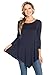 Frumos Womens Tunic for Leggings Round Neck Top Navy 3XL