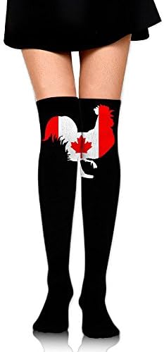 Women's Knee High Compression Thigh High Socks Rooster With CANADA Flag For Walking Sport Long Stockings