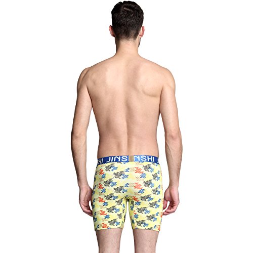 JINSHI Mens Long Leg Underwear Cool Bamboo Trunks Active Sport Boxer Briefs 5 Pack Size XX-Large