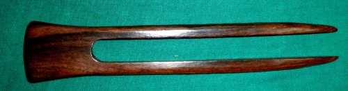JWL (1) Rosewood Two Prong 6 Inch Straight Hair Stick Pick Pic Pin Fork - Hawaiian Style