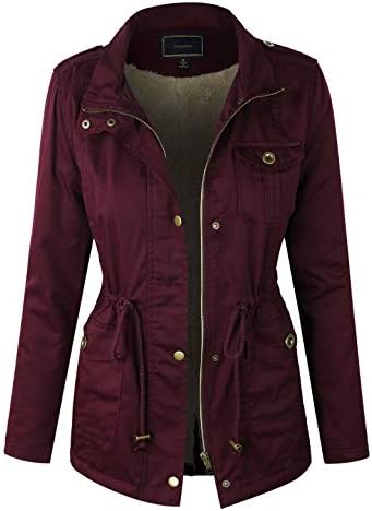 Makeitmint Women's Zip Up Military Anorak Jacket with Pockets