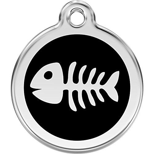 Red Dingo Personalized Fish Bone Pet ID Dog Tag (Medium Black)