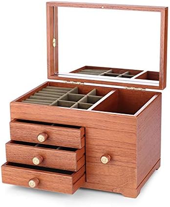 ジュエリーボックス レッドオーク 多機能収納エリア 大容量収納 家庭用木製ビンテージメイクジュエリー 新品 送料無料 2つのスタイルをご用意 色 ワンピースヨーロピアン収納ボックス B