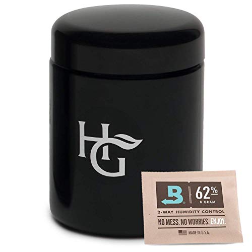 Herb Container - Half Oz Smell Proof Stash Jar (250 ml) Comes with Humidity Pack to Keep Goods Fresh for Months