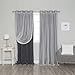 Best Home Fashion uMIXm Tulle Sheer Lace and Blackout 4 Piece Curtain Set – Antique Bronze Grommet Top – Dark Grey – 52
