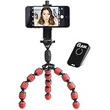 Large Flexible Phone Camera Tripod Durable and Adjustable with Remote Shutter for IOS iPhone plus+ Universal Attachment Mount Featuring Compact Bendable Octopus legs (red) CLAW