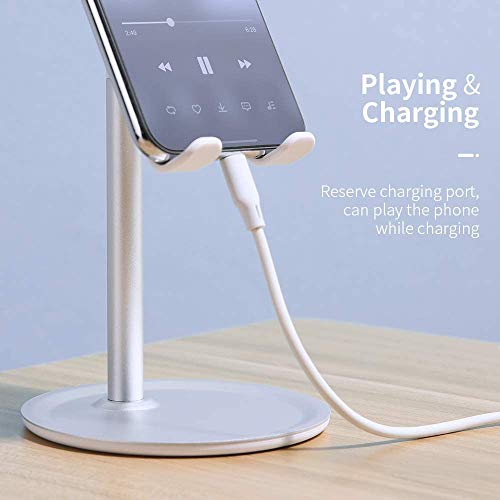 Cell Phone Stand for Desk, Cell Phone Stand Adjustable Desk Phone Holder Tablet Holder (Silver)