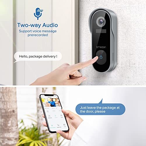 TOUCAN V2 Wireless Video Doorbell With Chime U2013 1080p Home Security Camera With 180u00b0 Field Of View, Motion Detection, 2-Way Audio, Long-Lasting Battery & Free Cloud Storage, No Subscription Required