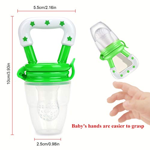 Baby Fresh Food Feeder 3Pcs Fruit Silicone Nipple Teething Toy Reusable Aching Gums Pacifier Green