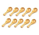Antrader Mini Wooden Handmade Tableware Teaspoons Set for Condiment Coffee Tea Leaf Milk Powder Seasoning Measuring Set of 10 (3