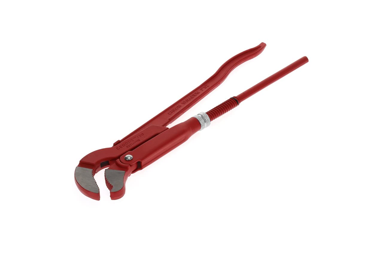 GEDORE red 45° Angled elbow pipe wrench, Clamping width 55 mm/1 1/2", S-jaw, Solidly built, Offset teeth, R27140015
