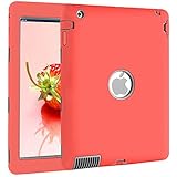 iPad 2 Case,iPad 3 Case,iPad 4 Case,BENTOBEN Heavy Duty Rugged Shock-Absorption / High Impact Resistant Hybrid Three Layer Armor Full Body Protective Case Cover for iPad 2/3/4 Retina (Coral Pink&Gray)