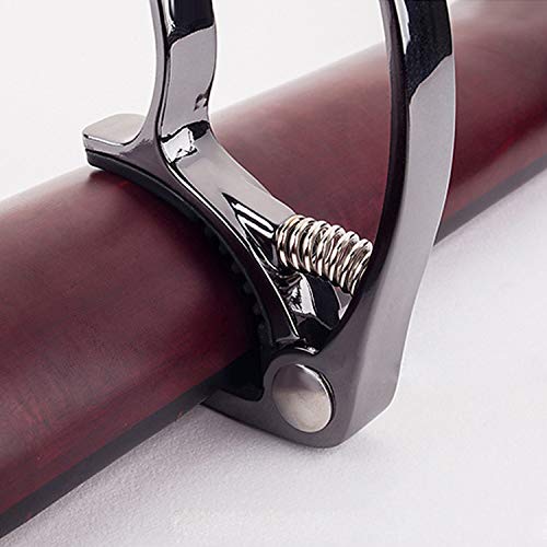 Universal Black Stainless Steel Metal Capo with 9pcs Random Color Picks for Acoustic Instruments Electric Guitar Bass Ukulele Banjo Mandolin Essentials