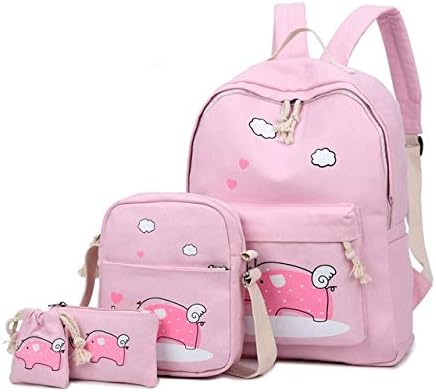 Bagzar Set of 4 Bagpack Combo Lightweight Women's Canvas Backpack for College School and Mummy Multifunctional Travel Bags (Pink)
