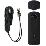 EEEKit 2 in 1 Starter Kit for for Ricoh Theta V 360 Camera, Protective Silicone Cover Case w/Lens Cap, Paracord Wrist Strap with1/4 Screw Thread Attachment